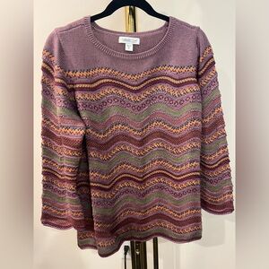 Coldwater Creek Multicolor Wave Knit Sweater